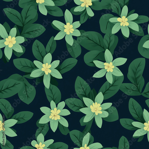 Pachysandra flat illustration, Pachysandra seamless pattern photo