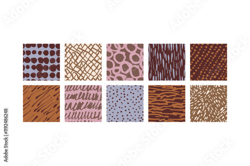 Vector set of templates contemporary abstract cover and seamless patterns for chocolate and cocoa packaging . Minimal modern backgrounds