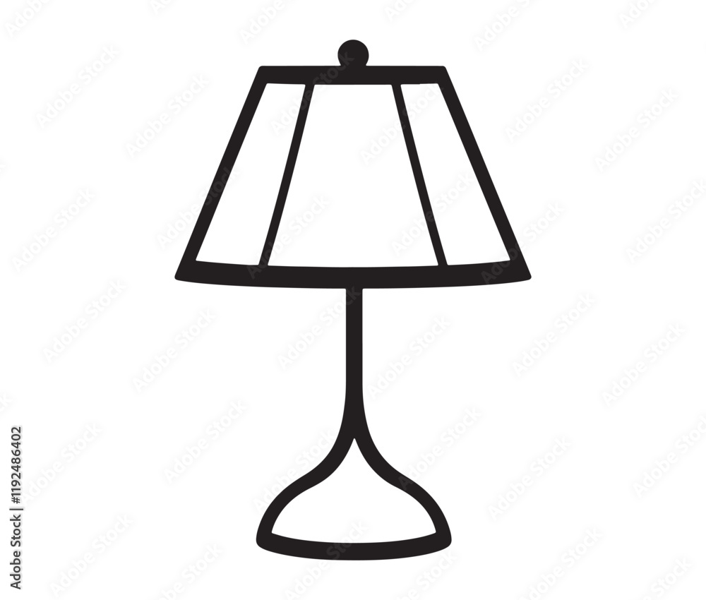 Obraz premium Lamp isolated on white background, Silhouette table lamp icon