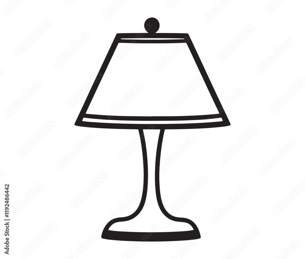 Obraz premium Lamp isolated on white background, Silhouette table lamp icon