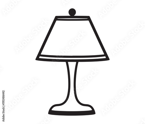 Lamp isolated on white background, Silhouette table lamp icon