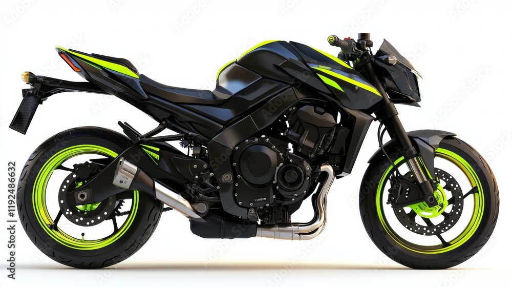 cutting-edge motorcycle with neon green accents cutting-edge motorcycle with neon green accents