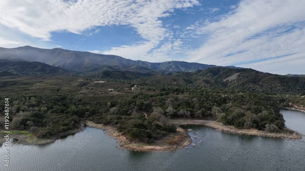 Drone flight over Cachuma Lake in Santa Barbara County Drone flight over Cachuma Lake in Santa Barbara County