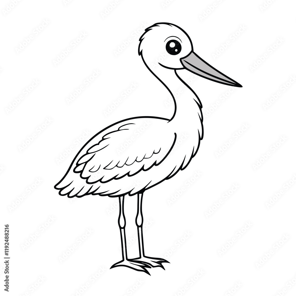Fototapeta premium cute stork outline vector for kids book