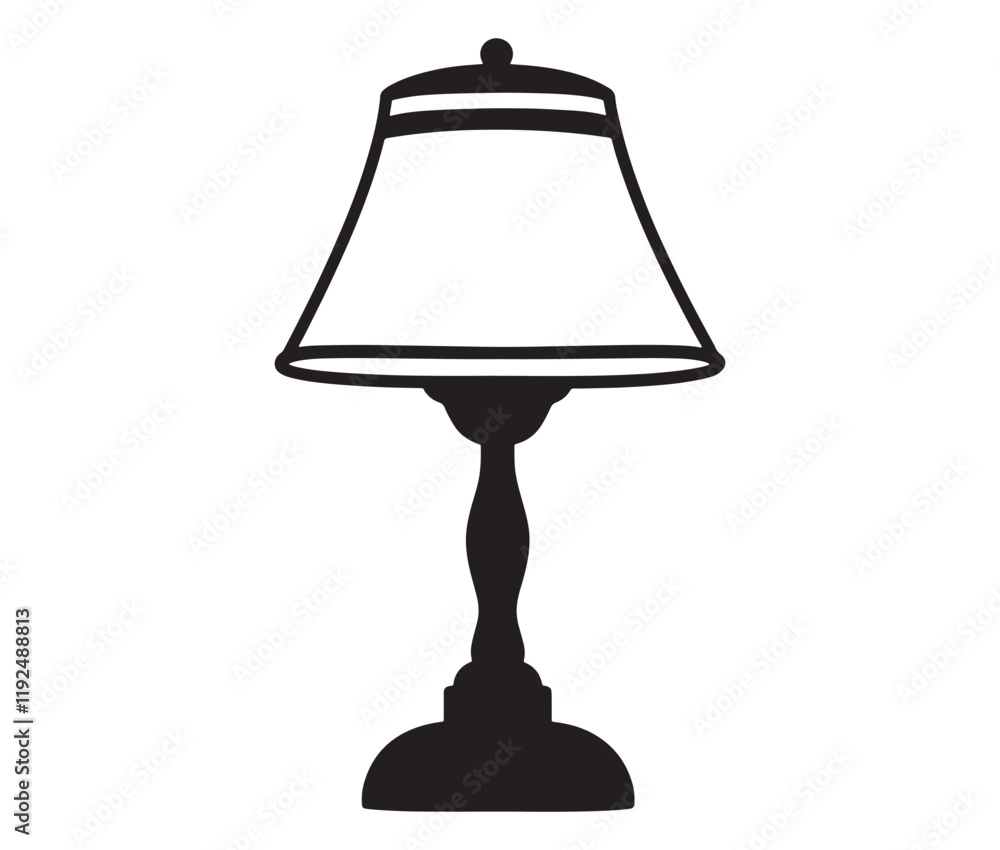Obraz premium Lamp isolated on white background, Silhouette table lamp icon