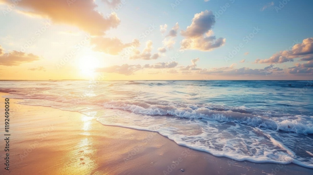 Fototapeta premium The Alluring Natural Background of Waves on the Beach in Summer