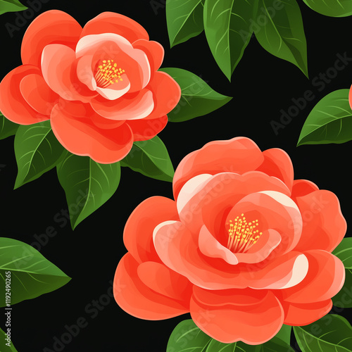 Camellia digital graphic, Camellia tiled design photo