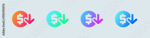 Inflation solid icon in gradient colors. Economy crisis signs vector illustration.
