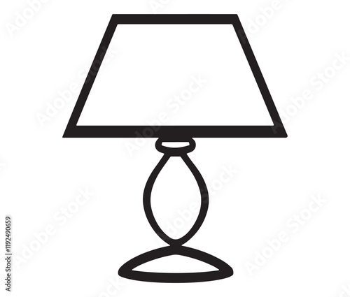 Lamp isolated on white background, Silhouette table lamp icon