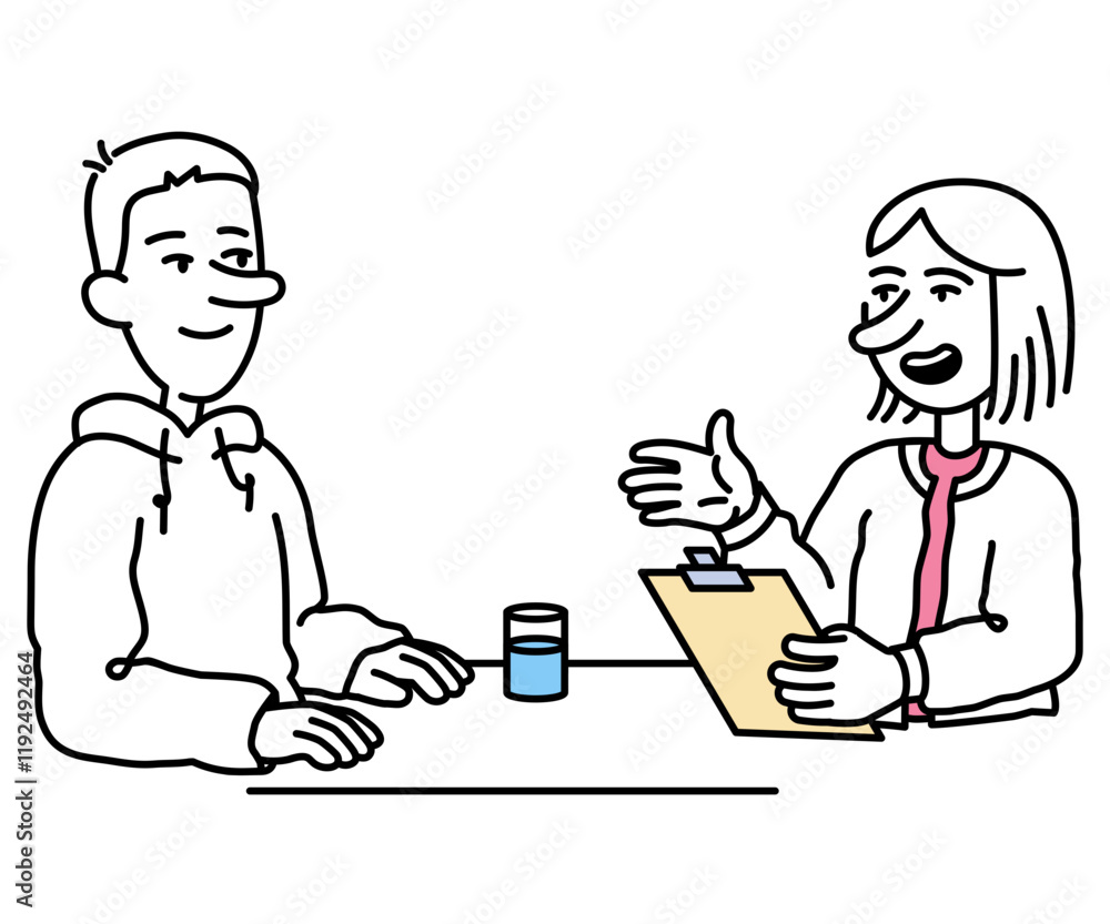Female HR conducts an in-person interview Female HR conducts an in-person interview