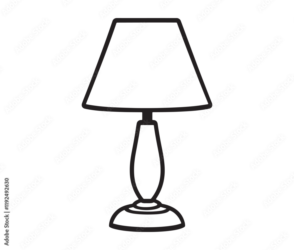 Lamp isolated on white background, Silhouette table lamp icon Lamp isolated on white background, Silhouette table lamp icon