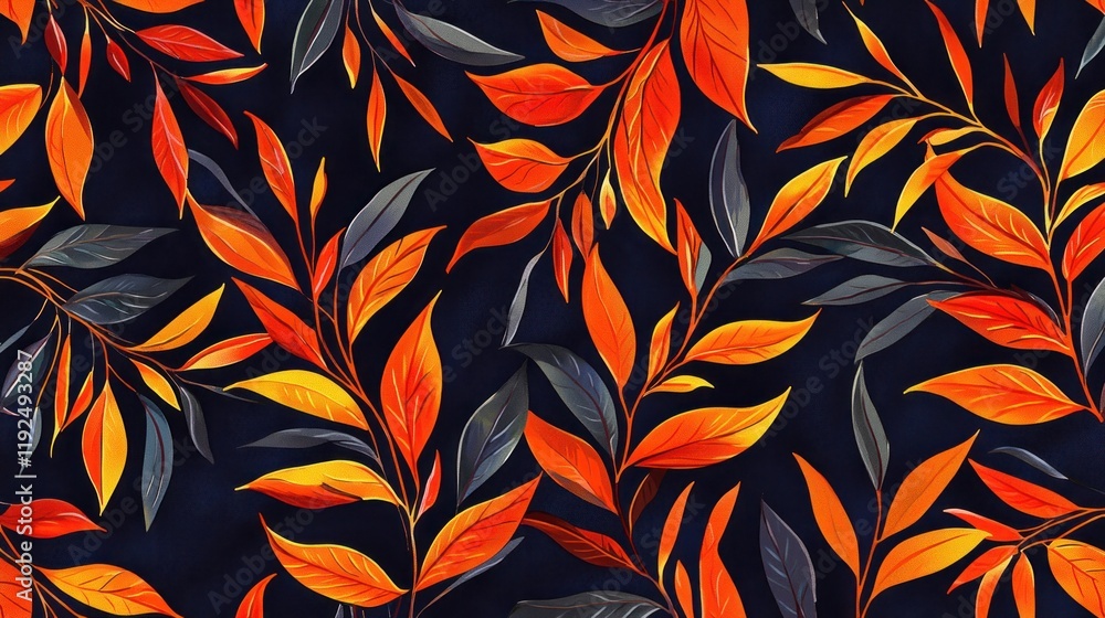 Autumn Leaves Seamless Pattern: Vibrant Fall Foliage Design Autumn Leaves Seamless Pattern: Vibrant Fall Foliage Design