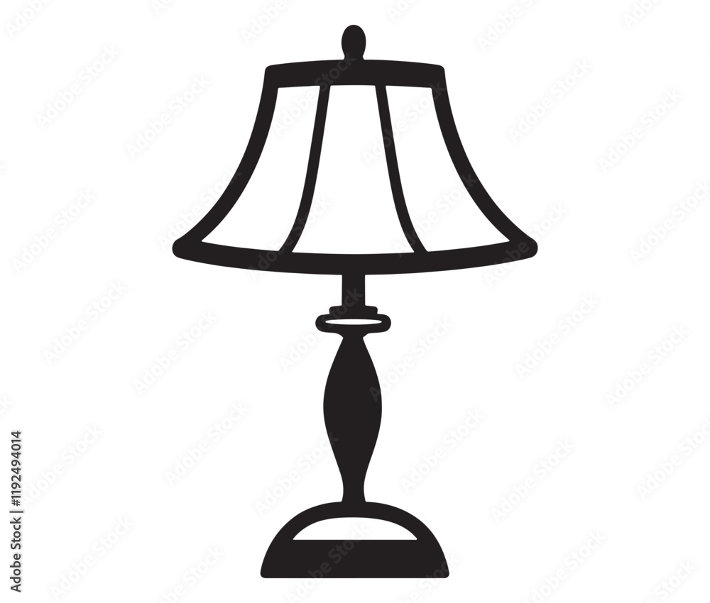 Obraz premium Lamp isolated on white background, Silhouette table lamp icon