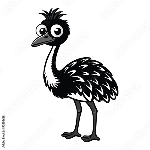 vector design silhouette of a ostrich black 