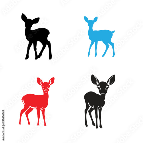 Vector Silhouette Of Young Deer