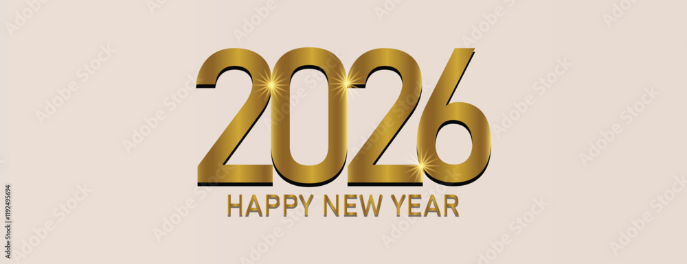 Happy New Year 2026 greeting card. Golden numbers on light background. Vector illustration. Happy New Year 2026 greeting card. Golden numbers on light background. Vector illustration.
