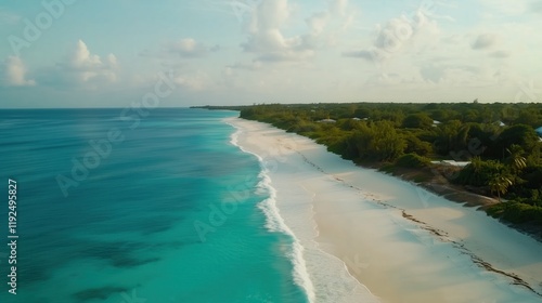 Wallpaper Mural Aerial View of Pristine White Sand Beach and Turquoise Ocean by Tropical Coastline Torontodigital.ca