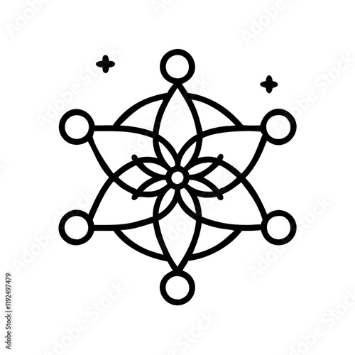 Cosmic flower of life, sacred geometry, esotericism, minimalist icon