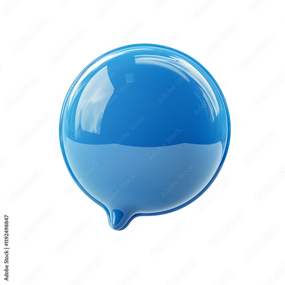 Blue Round Glossy Speech Bubble Icon Isolated on Transparent Background for Communication Concepts Blue Round Glossy Speech Bubble Icon Isolated on Transparent Background for Communication Concepts
