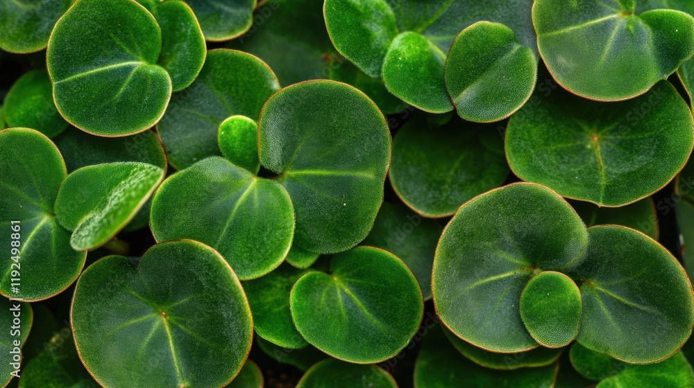 Obraz premium Whimsical Heart-Shaped Leaves: Vibrant Green and Textured Botanical Pattern for Nature-Inspired Design
