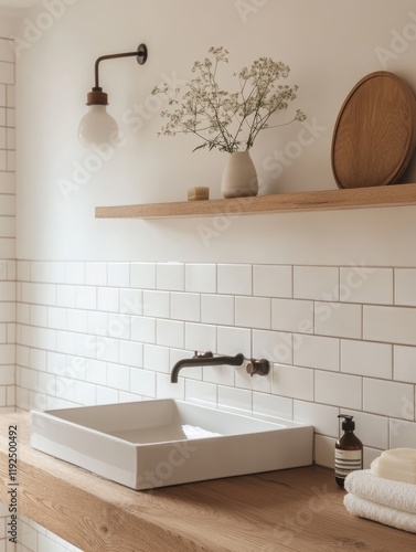 Minimalist Modern Bathroom Sink Design With Wooden Accents