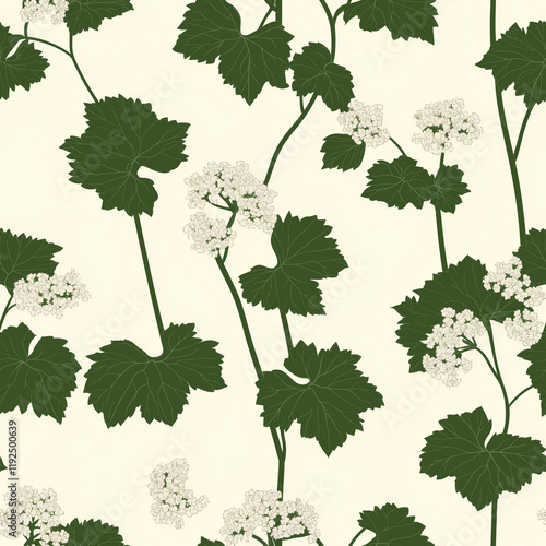 Garlic Mustard flat illustration icons, Garlic Mustard seamless pattern photo