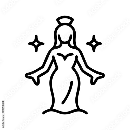 Celestial goddess silhouette, radiant beauty, esotericism, minimalist icon
