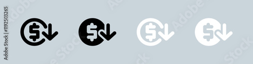Inflation icon set in black and white. Economy crisis signs vector illustration.