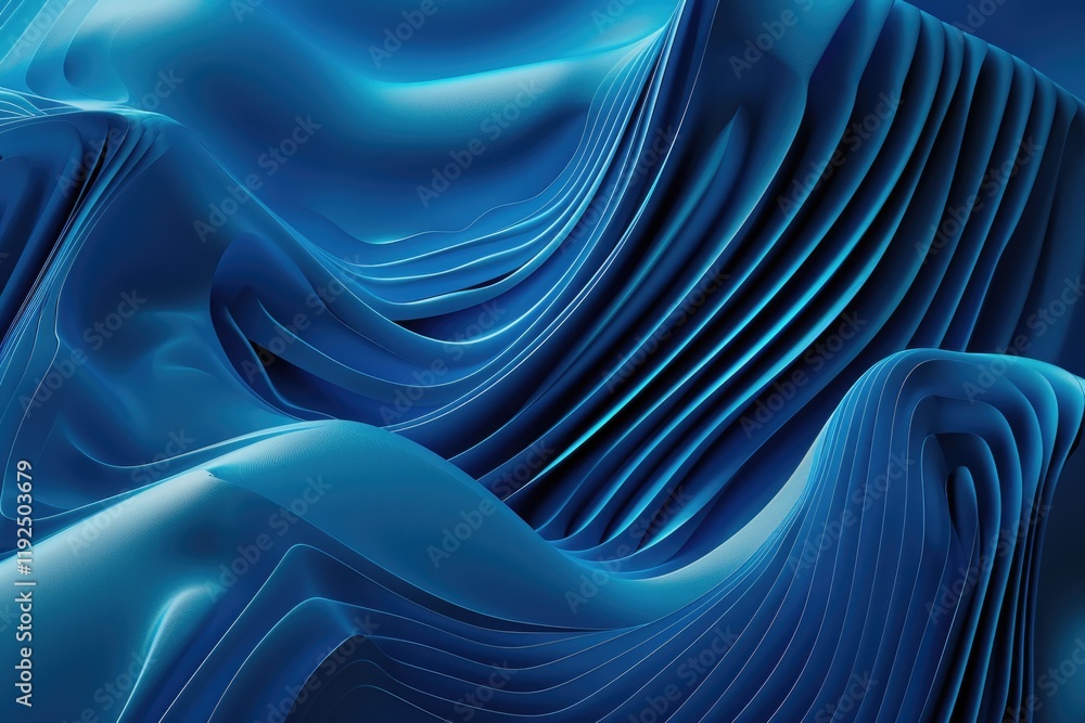 Naklejka premium Abstract blue wave background with smooth curves and layered textures