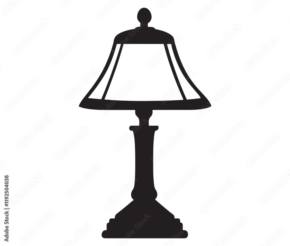 Obraz premium Lamp isolated on white background, Silhouette table lamp icon