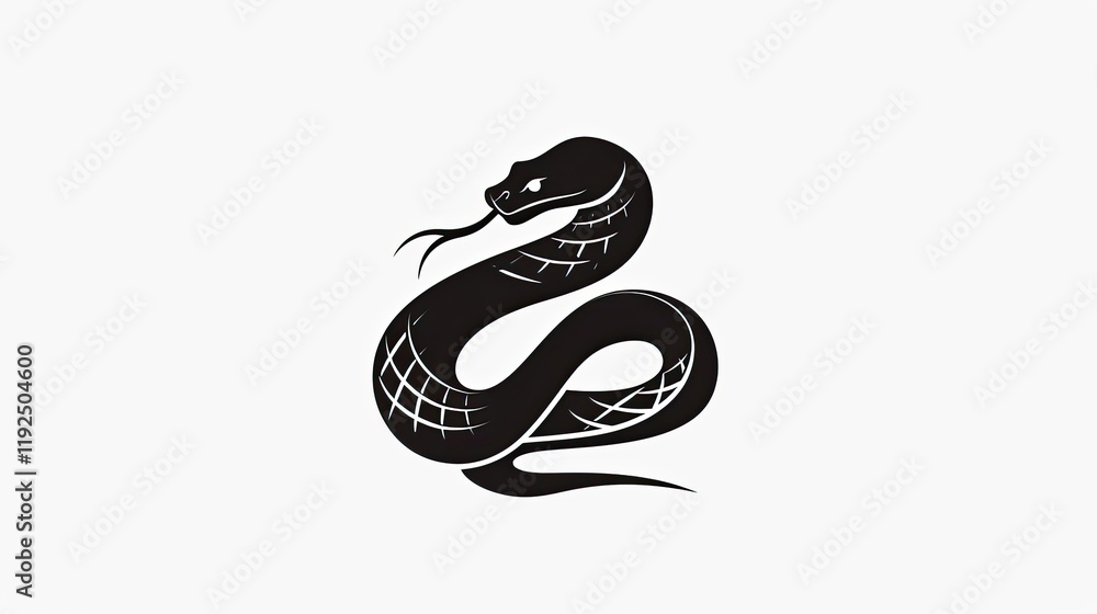 Obraz premium Black vector logo of a snake