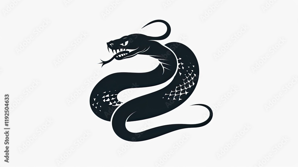 Obraz premium Black vector logo of a snake