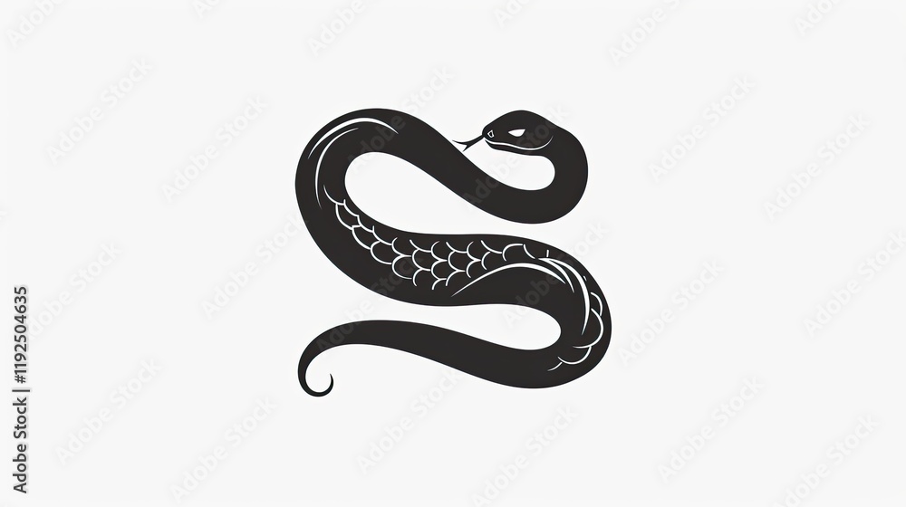 Obraz premium Black vector logo of a snake
