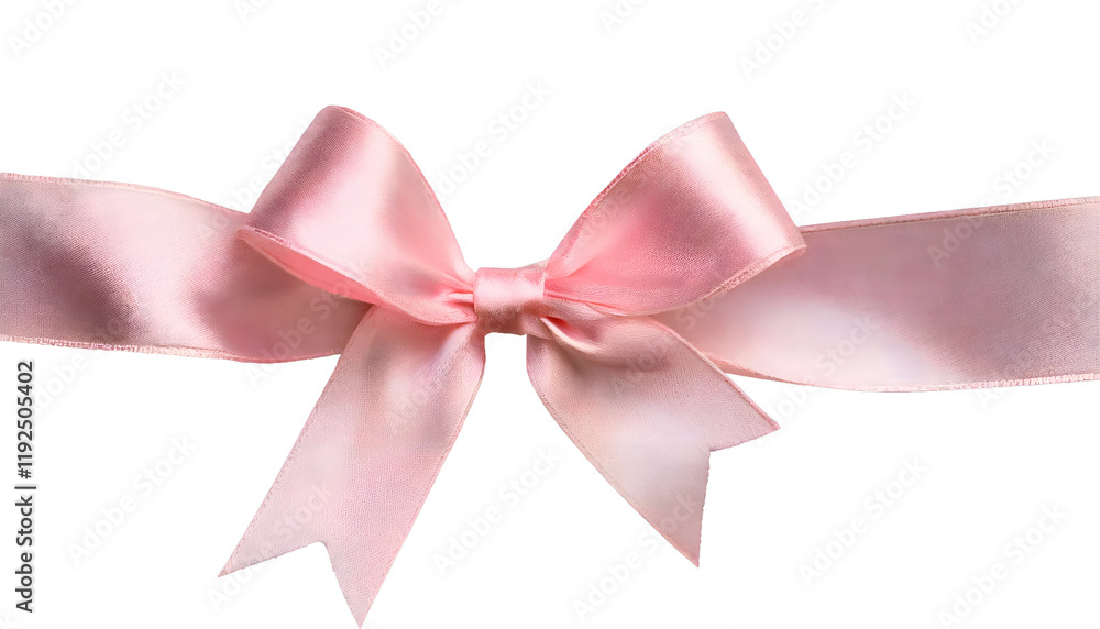  Elegant pink ribbon with a bow isolate on transparent background, png, vector 
