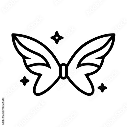 Cosmic fairy wings, magical energy, esotericism, minimalist icon
