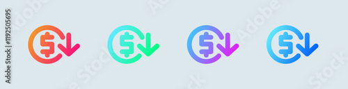 Inflation line icon in gradient colors. Economy crisis signs vector illustration.