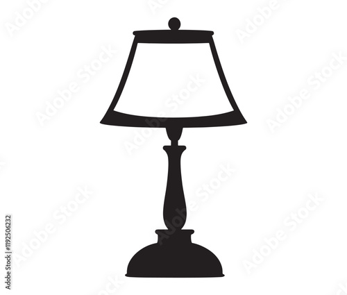 Lamp isolated on white background, Silhouette table lamp icon