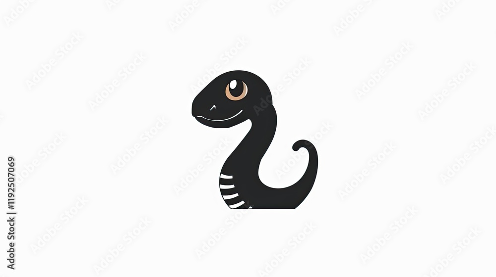 Fototapeta premium Black vector logo of a snake