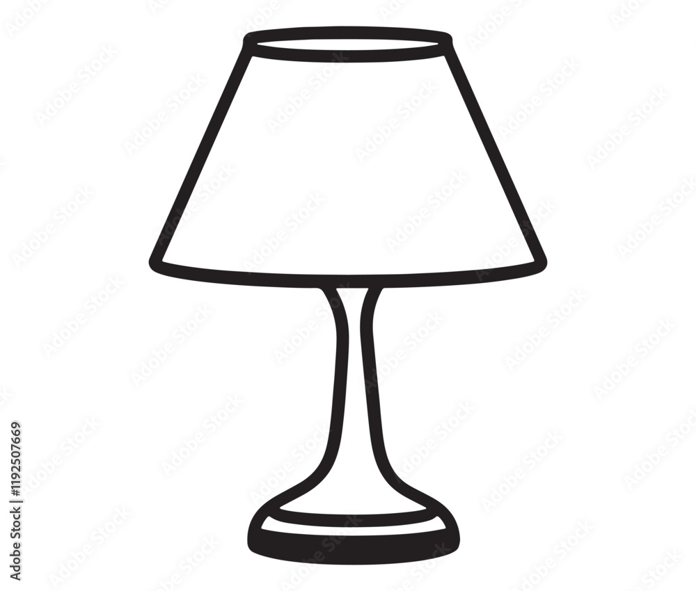 Obraz premium Lamp isolated on white background, Silhouette table lamp icon