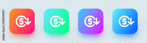Inflation line icon in square gradient colors. Economy crisis signs vector illustration.
