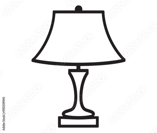 Lamp isolated on white background, Silhouette table lamp icon