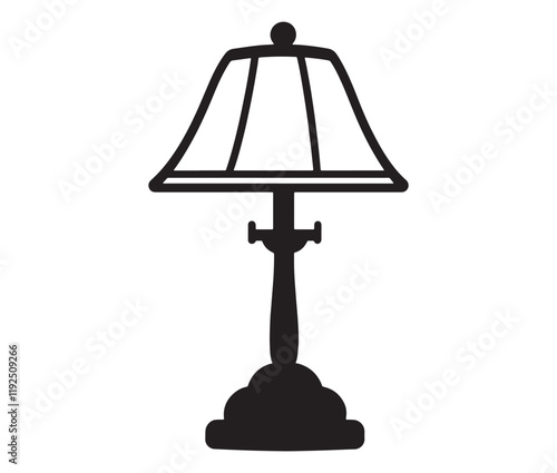 Lamp isolated on white background, Silhouette table lamp icon