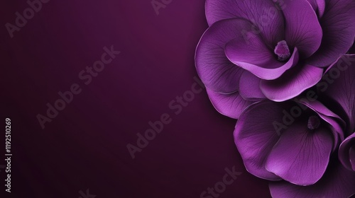 Vibrant purple background with elegant floral designs in deep shades of purple, adding a touch of sophistication and beauty.