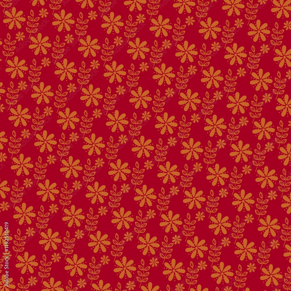 Seamless floral background fabric with ditsy and daisy pattern