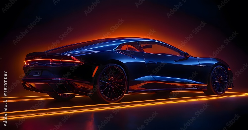 Modern 3D Car with Neon Lights Modern 3D Car with Neon Lights