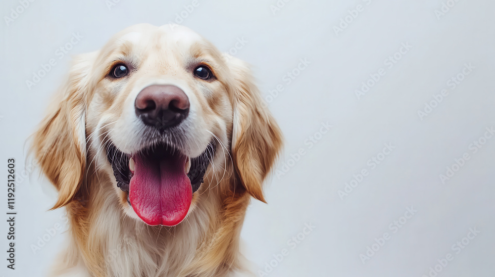 Cheerful golden retriever with happy expression and tongue out Cheerful golden retriever with happy expression and tongue out