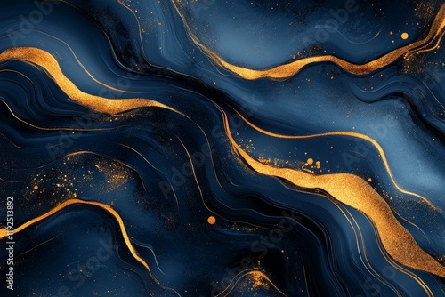Wallpaper Mural Blue and Gold Marble Abstract Digital Background, Generative AI Torontodigital.ca