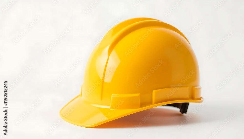 Fototapeta premium Yellow hardhat safety helmet on white studio background