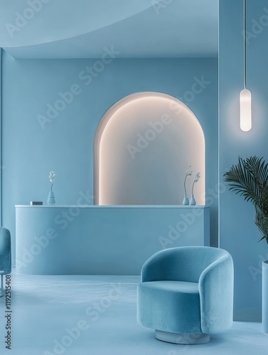 Modern Blue Reception Area ...