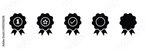 Certificate badge icon. Verified badge icon, Premium quality. Seal stamp. Achievement badge. Profile Verification. Quality mark. Approval check icon collection.